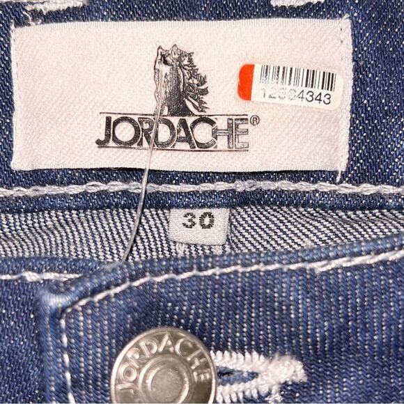 Jordache Jeans Women's Size 30 Blue Dark Wash Vintage Crop White Stitching - Picture 6 of 8